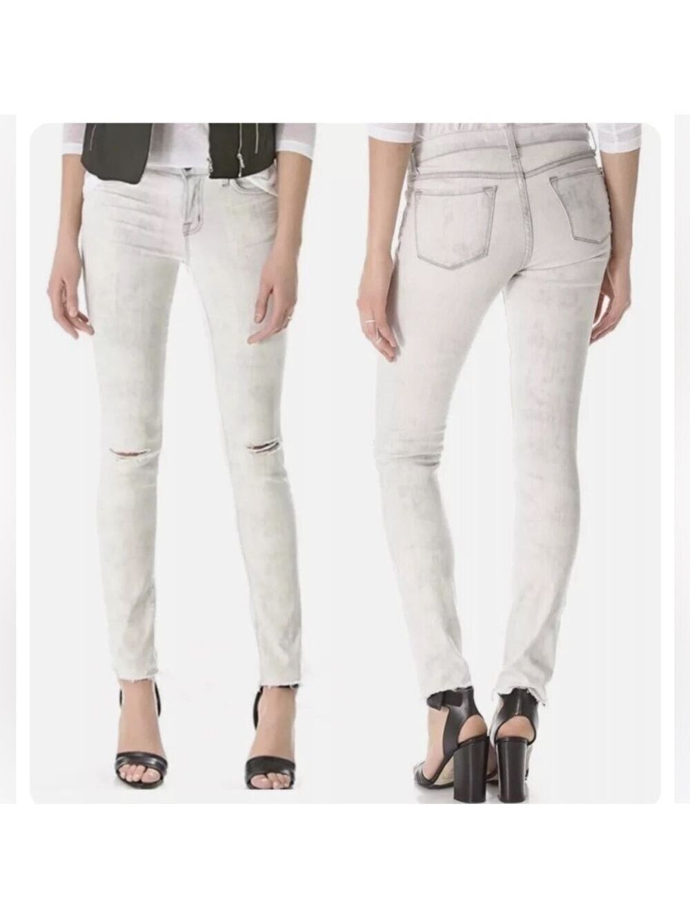 J BRAND Jeans Mid Rise Skinny Leg HYSTERIA Raw Hem Size 28